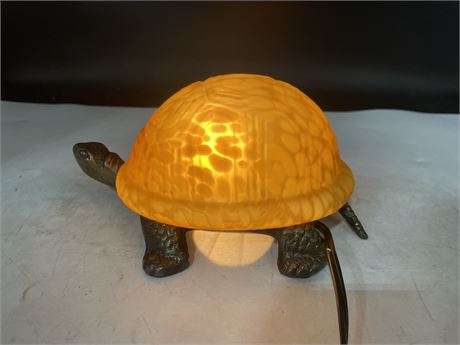 AMBER TURTLE LAMP - CAST YELLOW GLOW - WORKS 8”