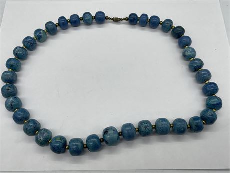 LARGE VINTAGE TURQUOISE BEADED NECKLACE (24”)