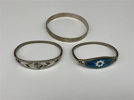 VINTAGE MEXICAN INLAID SILVER JEWELRY