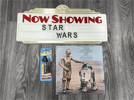 STARWARS LOT - HOME THEATRE SIGN (“W” IS DRAWN ON) - PEZ - OG SOUNDTRACK (VG)