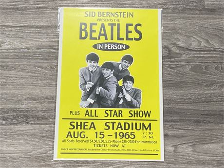 THE BEATLES SHEA STADIUM AUGUST 15TH 1965 POSTER (11”X18”)