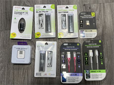 (NEW) ELECTRONICS - BATTERY PACKS, CHARGERS, ETC