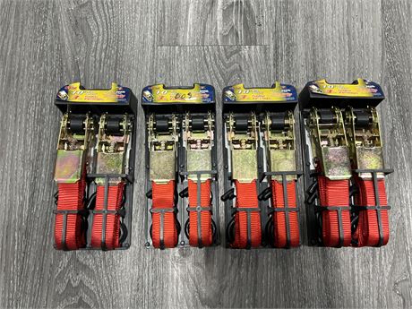 4 NEW PACKS OF 10’ TIE DOWNS