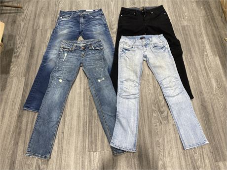 LOT OF 4 MENS JEANS ASSORTED SIZES AND BRANDS