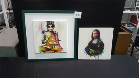 ABSTRACT MONA LISA / MISC COLOURFUl PAINTINGS - SET OF 2