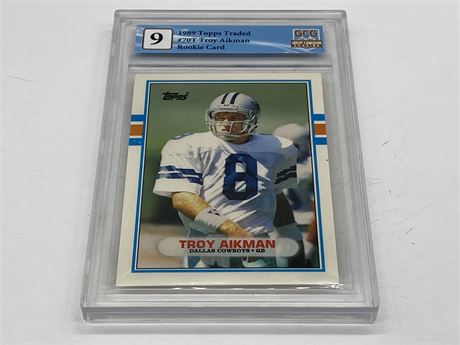 GCG 9 1989 TOPPS TRADED TROY AIKMAN ROOKIE CARD