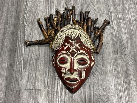 DECORATIVE WOOD AFRICAN MASK (14” long)