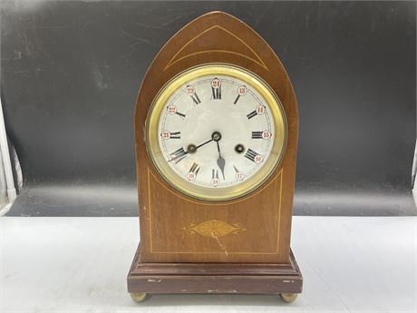 EARLY MECHANICAL MANTLE CLOCK - 14” X 9”