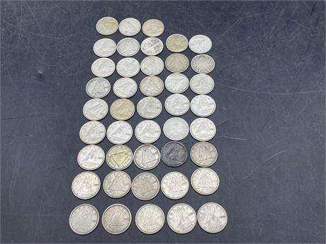 43 CANADIAN 10 CENT COINS 1910-1954