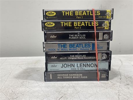STACK OF BEATLES CASSETTES