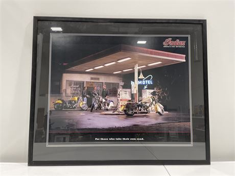 RETIRED 2007 INDIAN MOTORCYCLE GLASS FRAMED PICTURE