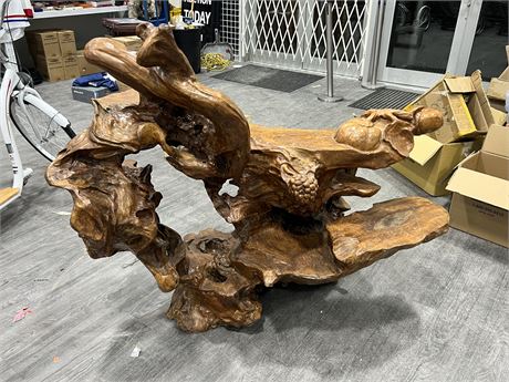 HAND MADE CHINESE DRIFT WOOD TABLE / DISPLAY (55” wide, 45” tall)