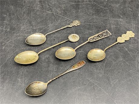 5 ANTIQUE CHINESE SILVER SPOONS