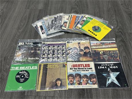 OVER 90 BEATLES 45’S PICTURES SLEEVES - NEW OLDSTOCK