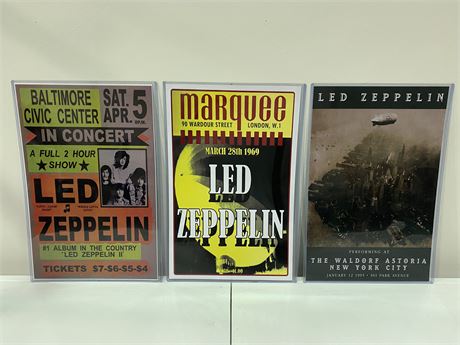 3 BAND POSTERS IN SLEEVES (17.5”X11.5”)