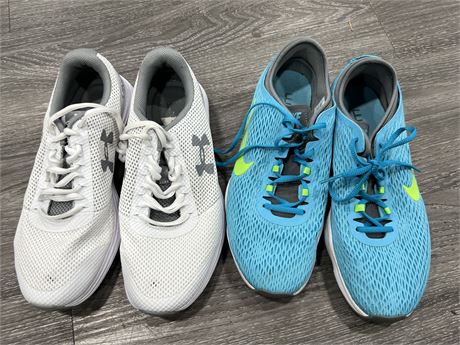 2 PAIRS OF WOMENS RUNNING SHOES - NIKE ZOOM & UNDER ARMOUR