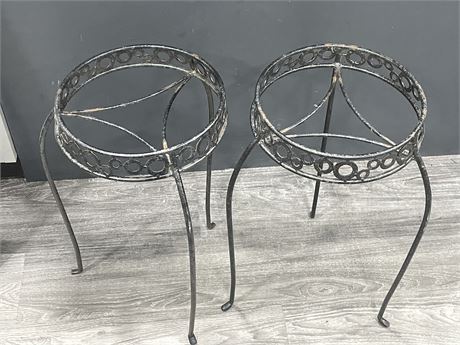 2 WROUGHT IRON PLANT STANDS 24”