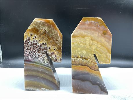 HEAVY MARBLED STONE BOOKENDS 5”x10”