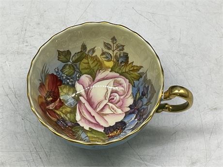 ANSLEY HAND PAINTED SIGNED J.A. BAILEY CABBAGE ROSE TEACUP