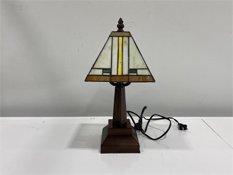 SMALL STAINED GLASS LAMP (13” tall)