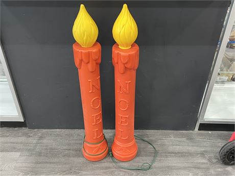 2 MID CENTURY CANDLE CHRISTMAS BLOW MOLDS - 38” TALL