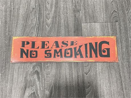 VINTAGE STEEL “NO SMOKING” SIGN - 19.5” X 5”