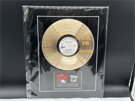 ‘MEAT LOAF’ GOLD RECORD DISPLAY ‘BAT OUT OF HELL’ MATTED 16”x20”