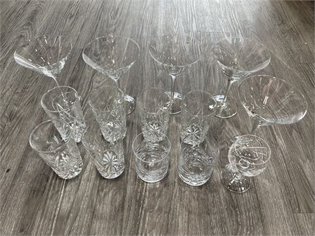 LOT OF QUALITY CRYSTAL CUPS & MARTINI GLASSES