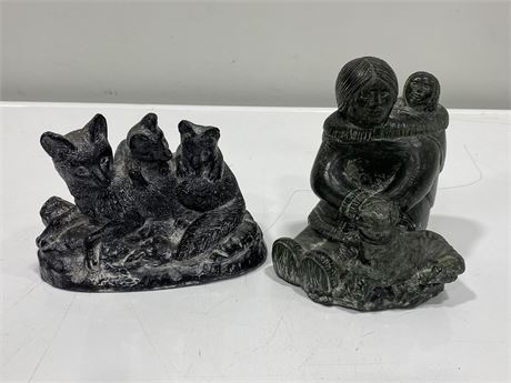 WOLF & NATIVE STONE SCULPTURES (6” tall)