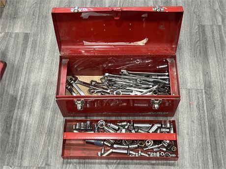 TOOL BOX W/WRENCHES / SOCKETS