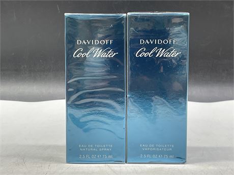 2 SEALED DAVIDOFF COOL WATER COLOGNE 75ML