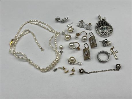 LOT OF MISC JEWELRY - SOME STERLING
