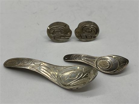 FIRST NATIONS 925 STERLING MATCHING EARRINGS / JEWELRY