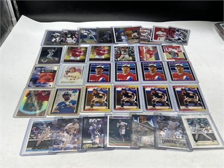 30+ MLB CARDS - MIKE TROUT, KEN GRIFFEY JR ROOKIES, RANDY JOHNSON ROOKIES, ETC