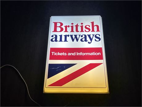 RARE BRITISH AIRWAYS LIGHTED SIGN DATED 1979 (27”x18”)