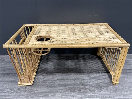 VINTAGE WICKER BAMBOO SERVING TRAY (23”X10”)