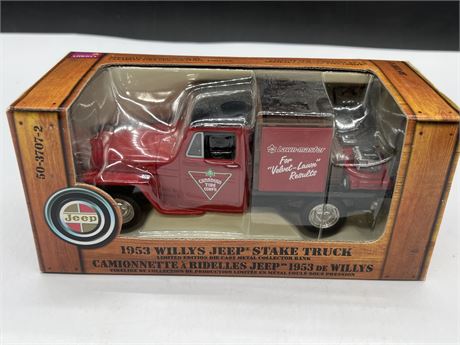 LIMITED EDITION CANADIAN TIRE DIECAST IN BOX - 1953 WILLYS JEEP STAKE TRUCK