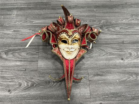SIGNED / STAMPED VENETIAN MASK - HAND CRAFTED IN ITALY - 24” LONG