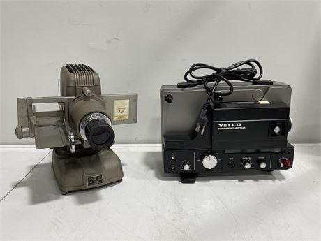 VINTAGE BELL & HOWELL SLIDE PROJECTOR & RARE YELCO 8MM SOUND PROJECTOR