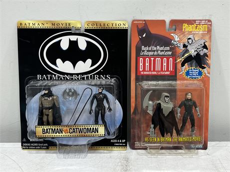 1990s BATMAN VS CATWOMAN & PHANTASM CARDED BATMAN FIGURES