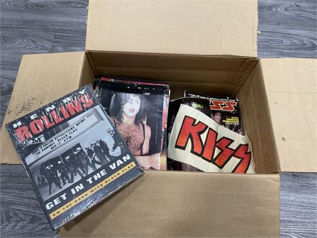 BOX OF KISS-BEATLES CUT OUTS/MAGS/OTHERS - NEW HENRY ROLLINS BOOK