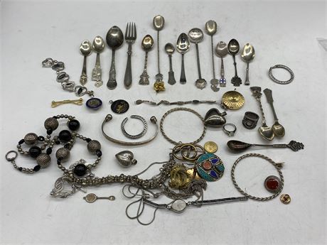 LARGE LOT OF SILVER PLATED / SOME SILVER PIECES