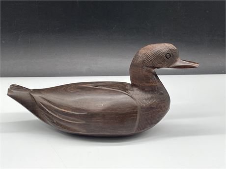 CARVED HEAVY WOOD DUCK (10”x5”)