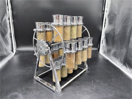 ROTATING SPICE RACK W/ SPICES