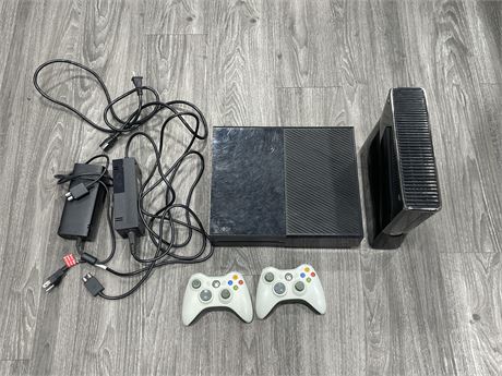XBOX ONE & XBOX 360 CONSOLES W/ CONTROLLERS & CORDS