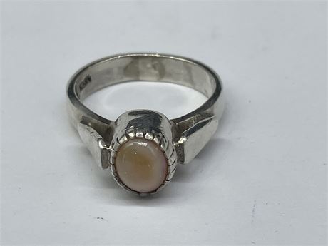 925 STERLING SILVER MEXICAN WITH OPAL (PINK) SZ. 7.75