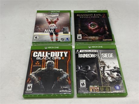 4 XBOX ONE GAMES - TOP 2 SEALED / OTHER 2 LIKE NEW