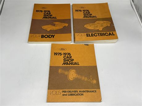 1975-76 FORD CAR SHOP MANUALS - 3 VOLUMES