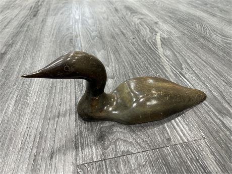 ANTIQUE HAND MADE WOOD LOON - 11”