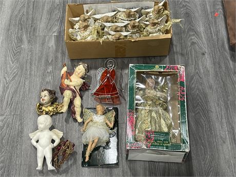 LARGE SELECTION OF ANGELS INCL: SATIN GLASS